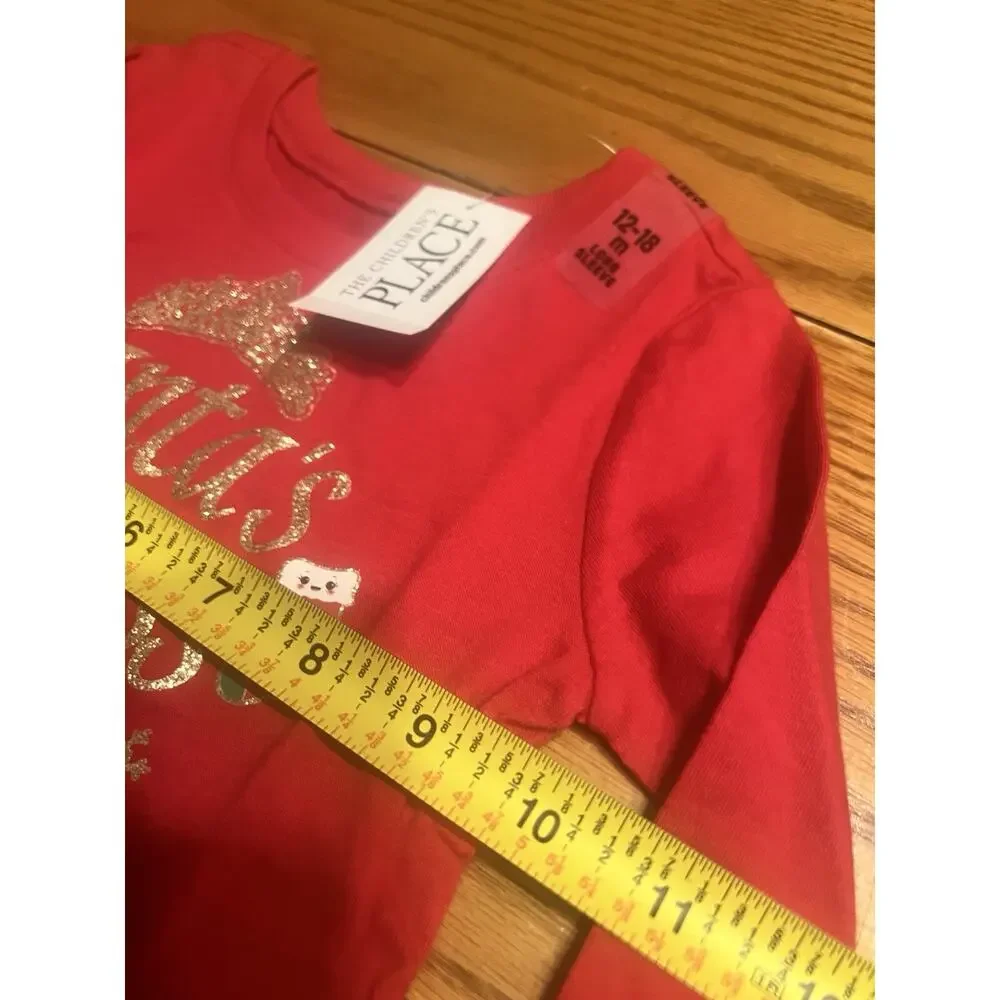 The Children’s Place Christmas Shirt Girls 12-18 Months Santa’s Princess NWT DE